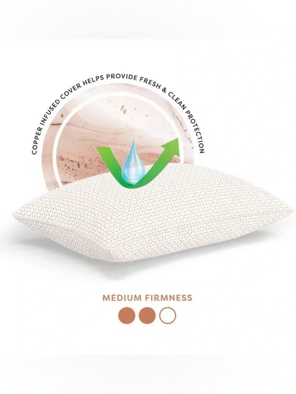 Copper Supportive Memory Foam Cluster Pillow - White/Cream